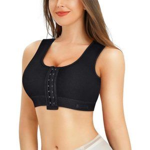 Women Front Closure Compression Bras for Post Surgery with Adjustable Straps